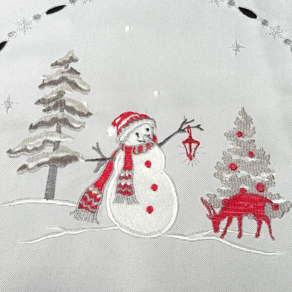 Set 2 Embroidered Christmas Doilies Snowman Deer 15” Round Snowmen Table Mats - Picture 2 of 6